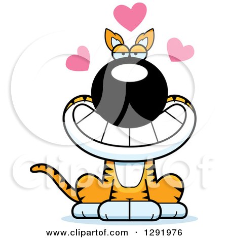 Clipart of a Cartoon Loving Sitting Tasmanian Tiger with Hearts - Royalty Free Vector Illustration by Cory Thoman