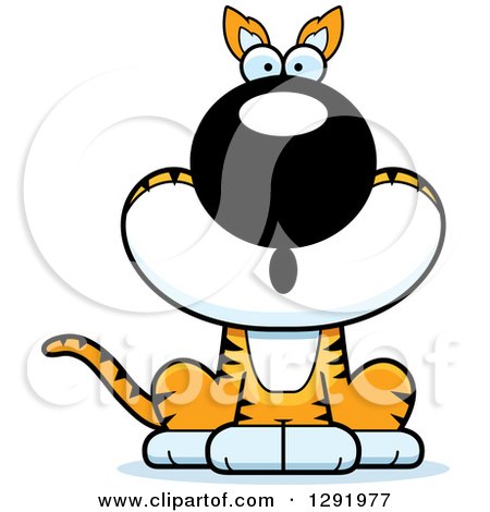 Clipart of a Cartoon Surprised Gasping Sitting Tasmanian Tiger - Royalty Free Vector Illustration by Cory Thoman