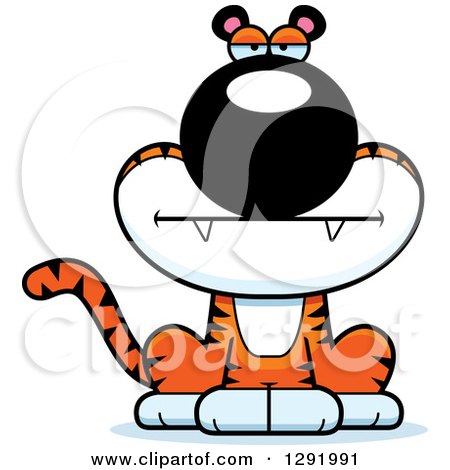 Clipart of a Cartoon Bored Sitting Tiger Big Cat - Royalty Free Vector Illustration by Cory Thoman