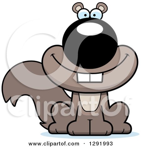 Clipart of a Cartoon Happy Sitting Squirrel - Royalty Free Vector Illustration by Cory Thoman