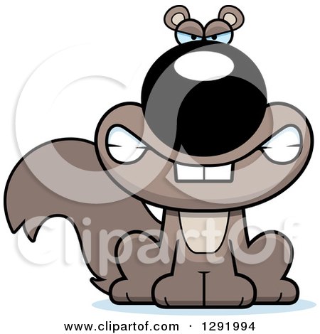 Clipart of a Cartoon Mad Snarling Sitting Squirrel - Royalty Free Vector Illustration by Cory Thoman