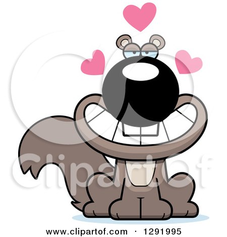 Clipart of a Cartoon Loving Sitting Squirrel with Hearts - Royalty Free Vector Illustration by Cory Thoman