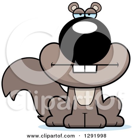 Clipart of a Cartoon Bored Sitting Squirrel - Royalty Free Vector Illustration by Cory Thoman