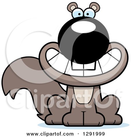 Clipart of a Cartoon Happy Grinning Sitting Squirrel - Royalty Free Vector Illustration by Cory Thoman