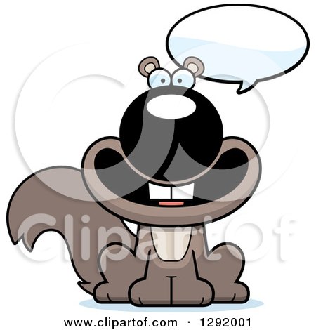 Clipart of a Cartoon Happy Talking Sitting Squirrel - Royalty Free Vector Illustration by Cory Thoman