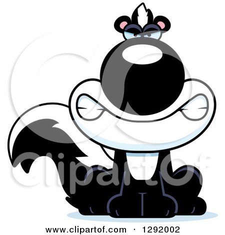 Clipart of a Cartoon Mad Snarling Sitting Skunk - Royalty Free Vector Illustration by Cory Thoman