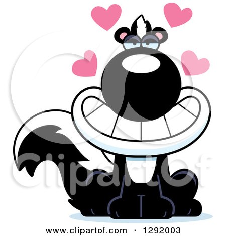 Clipart of a Cartoon Loving Sitting Skunk with Hearts - Royalty Free Vector Illustration by Cory Thoman