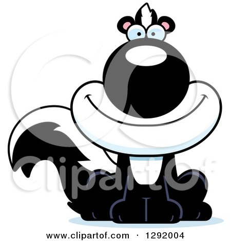 Clipart of a Cartoon Happy Sitting Skunk - Royalty Free Vector Illustration by Cory Thoman