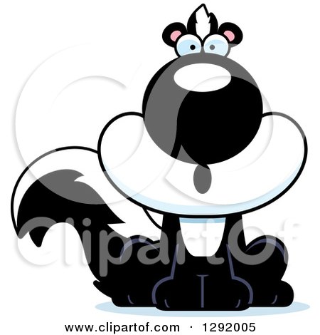 Clipart of a Cartoon Surprised Gasping Sitting Skunk - Royalty Free Vector Illustration by Cory Thoman