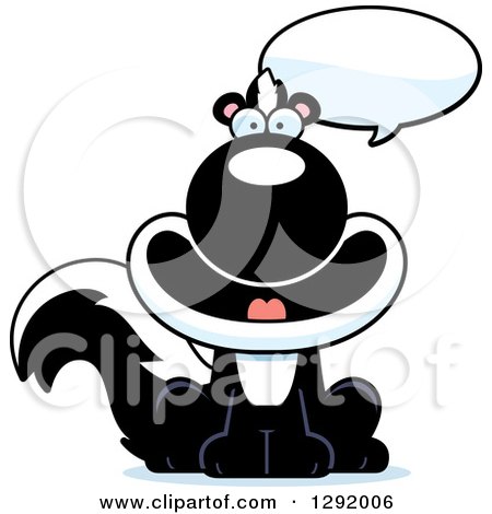 Clipart of a Cartoon Happy Talking Sitting Skunk - Royalty Free Vector Illustration by Cory Thoman