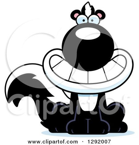 Clipart of a Cartoon Happy Grinning Sitting Skunk - Royalty Free Vector Illustration by Cory Thoman