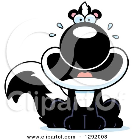 Clipart of a Cartoon Scared Screaming Sitting Skunk - Royalty Free Vector Illustration by Cory Thoman