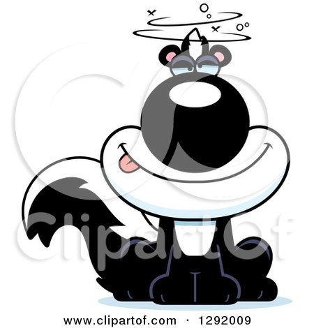 Clipart of a Cartoon Drunk or Dizzy Sitting Skunk - Royalty Free Vector Illustration by Cory Thoman