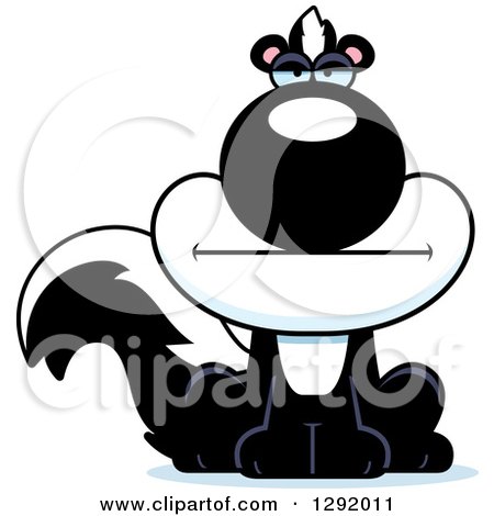 Clipart of a Cartoon Bored Sitting Skunk - Royalty Free Vector Illustration by Cory Thoman