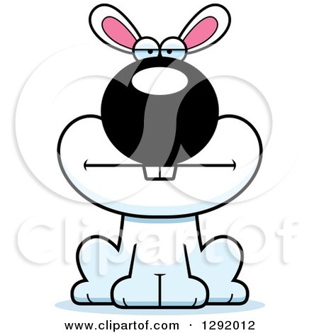 Clipart of a Cartoon Bored White Rabbit Sitting - Royalty Free Vector Illustration by Cory Thoman