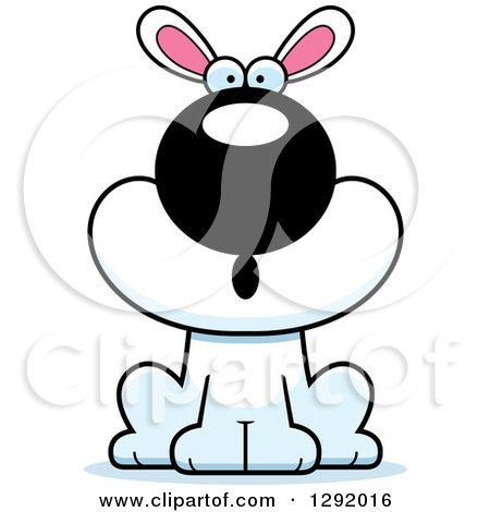 Clipart of a Cartoon Surprised Gasping White Rabbit Sitting - Royalty Free Vector Illustration by Cory Thoman