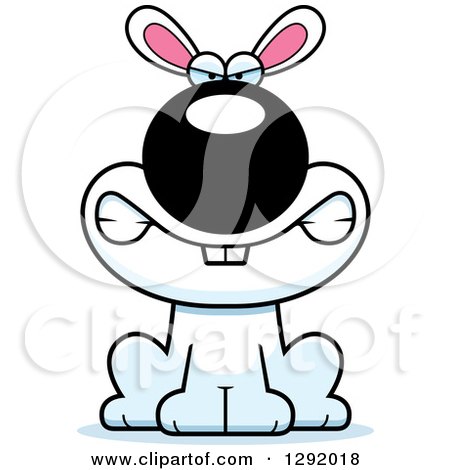 Clipart of a Cartoon Mad Snarling White Rabbit Sitting - Royalty Free Vector Illustration by Cory Thoman