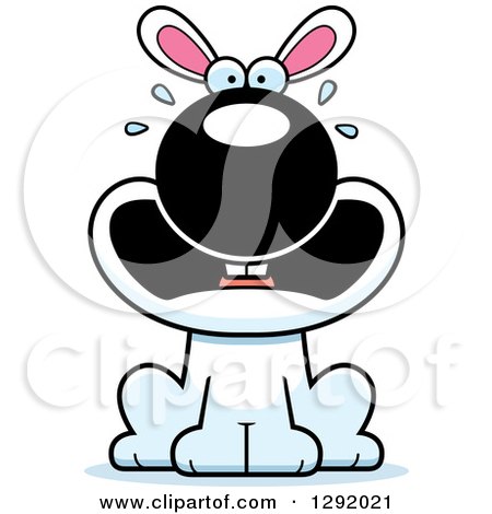 Clipart of a Cartoon Scared Screaming White Rabbit Sitting - Royalty Free Vector Illustration by Cory Thoman