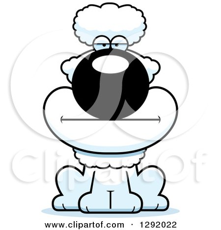 Clipart of a Cartoon Bored White Poodle Dog Sitting - Royalty Free Vector Illustration by Cory Thoman