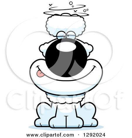 Clipart of a Cartoon Dizzy or Drunk White Poodle Dog Sitting - Royalty Free Vector Illustration by Cory Thoman