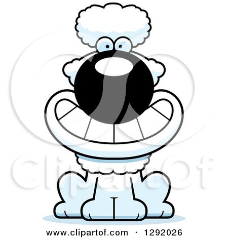 Clipart of a Cartoon Happy Grinning White Poodle Dog Sitting - Royalty Free Vector Illustration by Cory Thoman