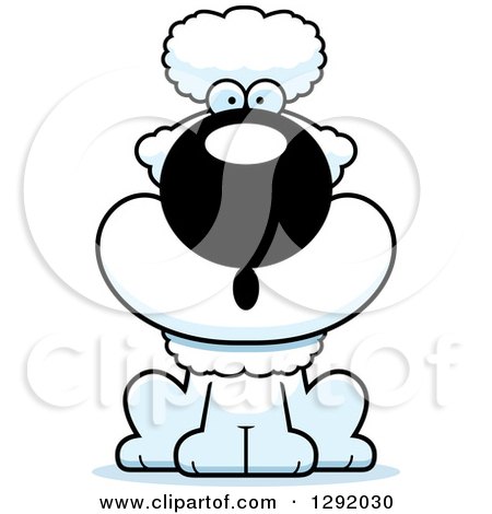 Clipart of a Cartoon Surprised Gasping White Poodle Dog Sitting - Royalty Free Vector Illustration by Cory Thoman