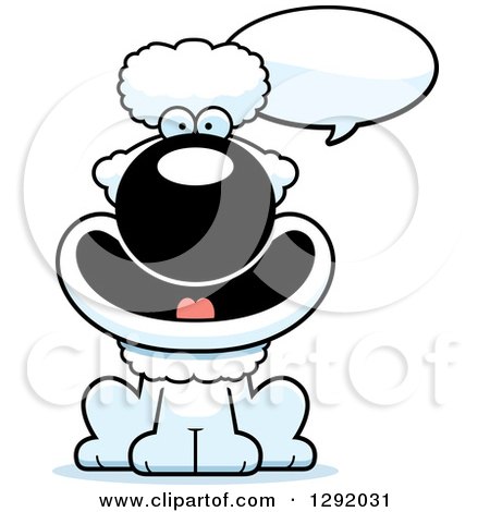 Clipart of a Cartoon Happy Talking White Poodle Dog Sitting - Royalty Free Vector Illustration by Cory Thoman