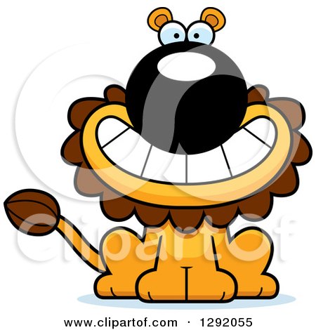 Clipart of a Cartoon Happy Grinning Male Lion Sitting - Royalty Free Vector Illustration by Cory Thoman