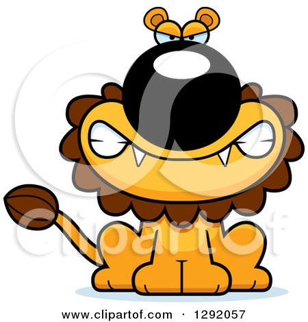 Clipart of a Cartoon Mad Snarling Male Lion Sitting - Royalty Free Vector Illustration by Cory Thoman
