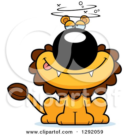 Clipart of a Cartoon Dizzy or Drunk Male Lion Sitting - Royalty Free Vector Illustration by Cory Thoman