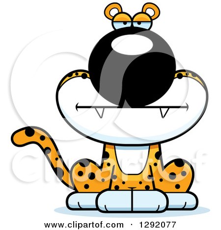 Clipart of a Cartoon Bored Leopard Sitting - Royalty Free Vector Illustration by Cory Thoman