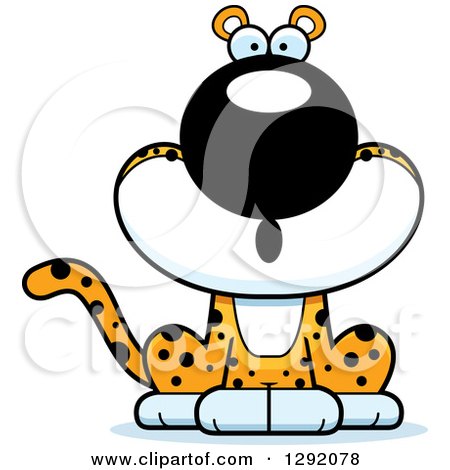 Clipart of a Cartoon Surprised Gasping Leopard Big Cat Sitting - Royalty Free Vector Illustration by Cory Thoman