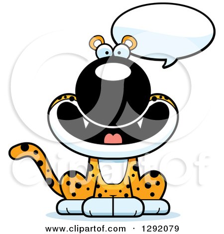 Clipart of a Cartoon Happy Talking Leopard Big Cat Sitting - Royalty Free Vector Illustration by Cory Thoman