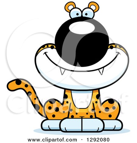 Clipart of a Cartoon Happy Leopard Big Cat Sitting - Royalty Free Vector Illustration by Cory Thoman