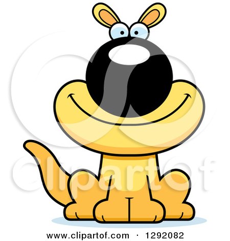 Clipart of a Cartoon Happy Sitting Yellow Kangaroo - Royalty Free Vector Illustration by Cory Thoman
