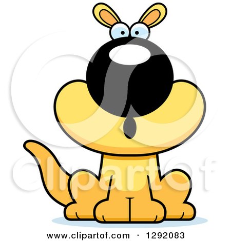 Clipart of a Cartoon Surprised Gasping Sitting Yellow Kangaroo - Royalty Free Vector Illustration by Cory Thoman