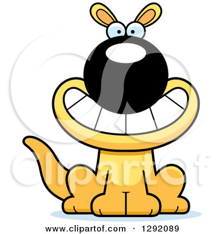 Clipart of a Cartoon Happy Grinning Sitting Yellow Kangaroo - Royalty Free Vector Illustration by Cory Thoman