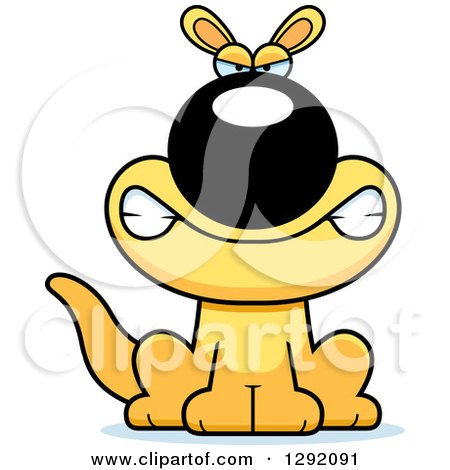 Clipart of a Cartoon Mad Snarling Sitting Yellow Kangaroo - Royalty Free Vector Illustration by Cory Thoman