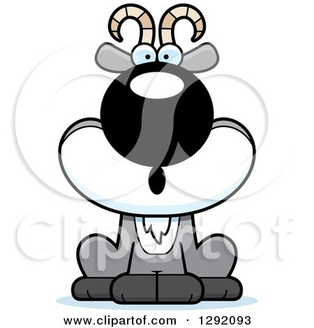 Clipart of a Cartoon Surprised Gasping Male Goat Sitting - Royalty Free Vector Illustration by Cory Thoman
