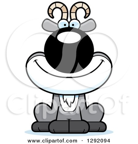 Clipart of a Cartoon Happy Male Goat Sitting - Royalty Free Vector Illustration by Cory Thoman