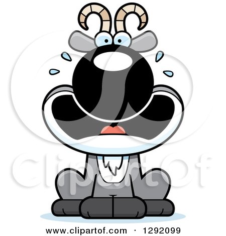 Clipart of a Cartoon Scared Screaming Male Goat Sitting - Royalty Free Vector Illustration by Cory Thoman