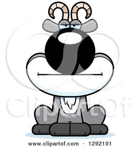 Clipart of a Cartoon Happy Male Goat Sitting - Royalty Free Vector Illustration by Cory Thoman
