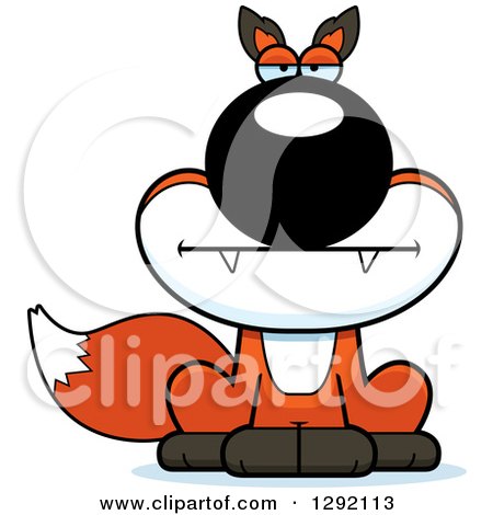 Clipart of a Cartoon Bored Sitting Fox - Royalty Free Vector Illustration by Cory Thoman