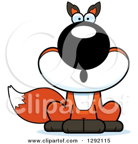 Clipart of a Cartoon Surprised Gasping Sitting Fox - Royalty Free Vector Illustration by Cory Thoman