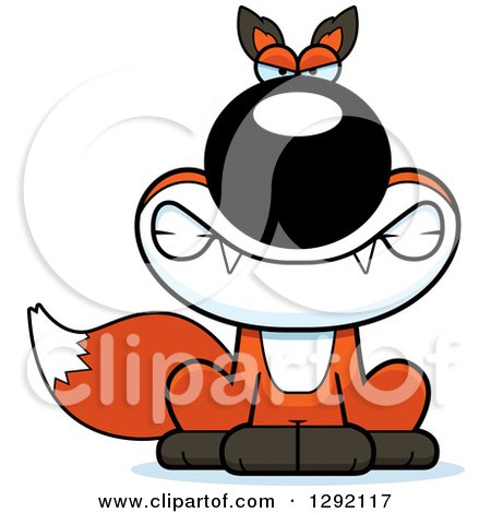 Clipart of a Cartoon Mad Snarling Sitting Fox - Royalty Free Vector Illustration by Cory Thoman