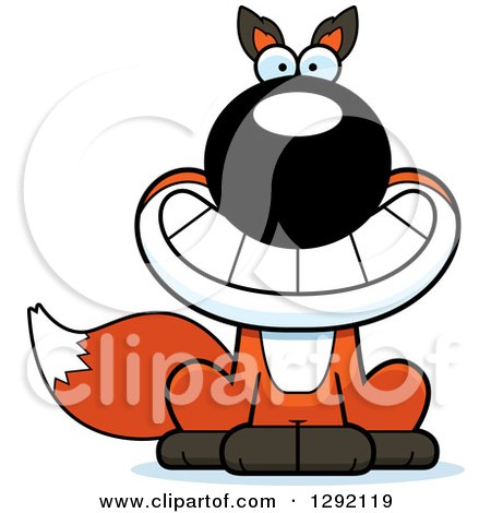 Clipart of a Cartoon Grinning Happy Sitting Fox - Royalty Free Vector Illustration by Cory Thoman