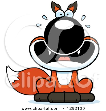 Clipart of a Cartoon Scared Screaming Sitting Fox - Royalty Free Vector Illustration by Cory Thoman
