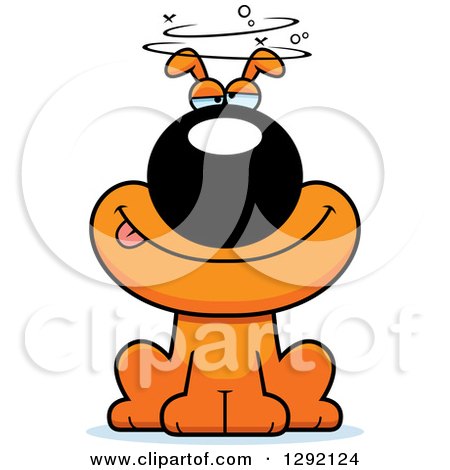 Clipart of a Cartoon Drunk or Dizzy Orange Dog - Royalty Free Vector Illustration by Cory Thoman