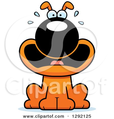 Clipart of a Cartoon Scared Screaming Orange Dog - Royalty Free Vector Illustration by Cory Thoman