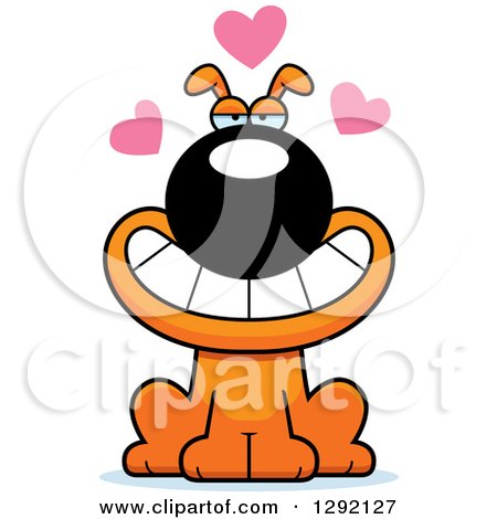 Clipart of a Cartoon Loving Orange Dog with Hearts - Royalty Free Vector Illustration by Cory Thoman